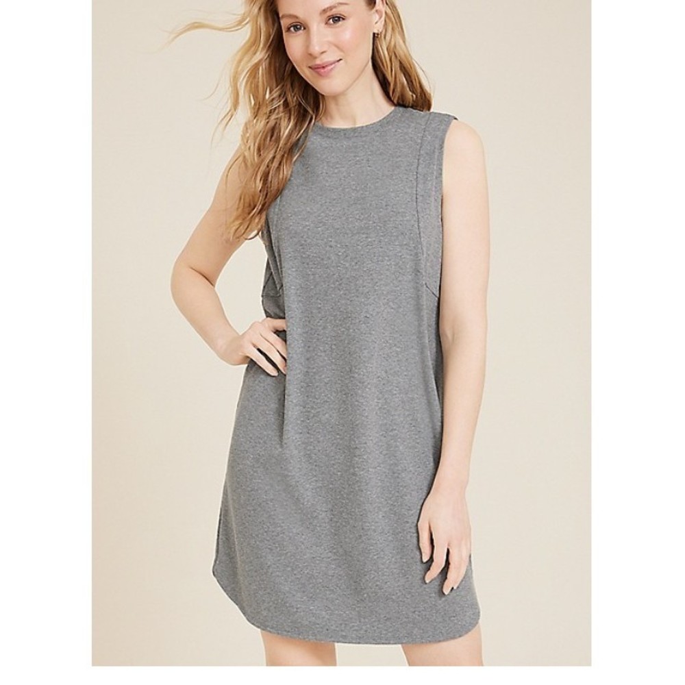 MAURICES HEATHER GRAY 24/7 SLEEVELESS TEE DRESS -S